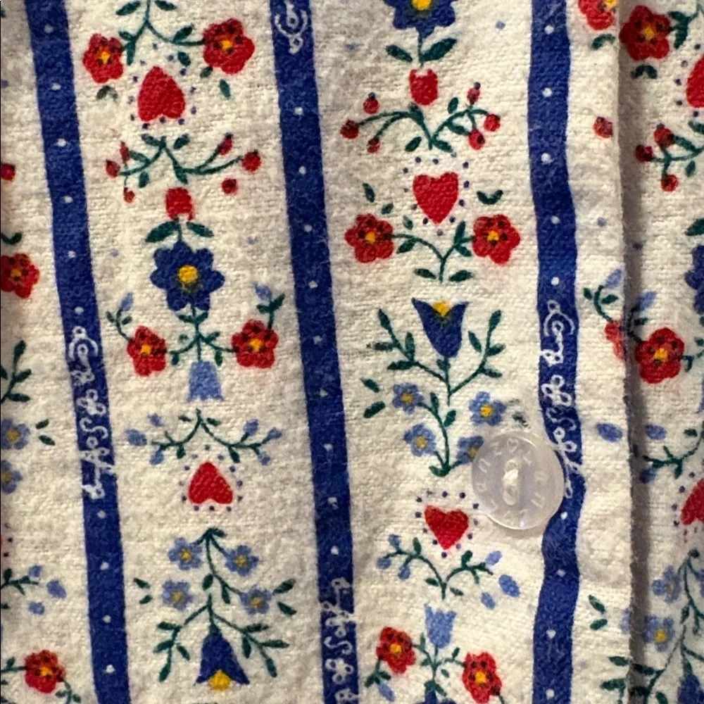 Lanz of Salzburg White Floral Stripe Long-Sleeve nightgown - large - 100% cotton